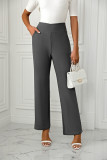 Plain High Waist Straight Pants 