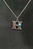 Stamped Turquoise Initial Neck