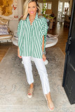 Green Stripe Dolman Sleeve Oversize Shirt