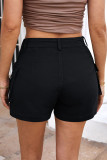 Plain High Waist Pockets Cargo Shorts 