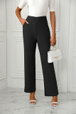 Plain High Waist Straight Pants 