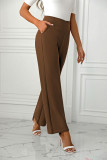 Plain High Waist Straight Pants 