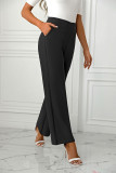 Plain High Waist Straight Pants 