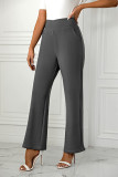 Plain High Waist Straight Pants 