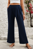 Loose Plain Wide Leg Pants  