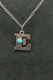 Stamped Turquoise Initial Neck