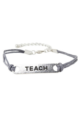 Teacher Pendant Cord Bracelet MOQ 5pcs