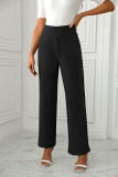 Plain High Waist Straight Pants 