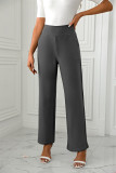 Plain High Waist Straight Pants 