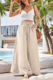 High Waist Plain Wide Leg Pants 