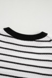 Black Stripe Loose Knit Short Sleeve Sweater