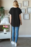 Ribbed Knitting V Neck Stitching Outside Top 