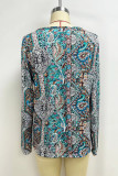 V Neck Long Sleeves Paisley Printed Top 