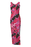 Sleeveless Printed Split Maxi Dress 