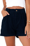 High Waist Plain Corduroy Shorts 