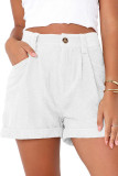 High Waist Plain Corduroy Shorts 