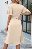 Plain Wrap V Neck Side Sash Dress