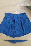 High Waist Plain Corduroy Shorts 