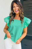 Mint Green Flutter Sleeve Square Neck Top