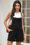 Black Grommet Tie Straps Casual Denim Romper