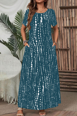 Tie Dye Print Side Pockets Maxi Dress