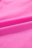 Strawberry Pink Ric Rac Colorblock Flutter Sleeve V Neck Tiered Dress