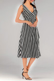 Stripes Sleeveless Midi Dress 