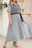 Plus Size Stripes Button Up Dress 