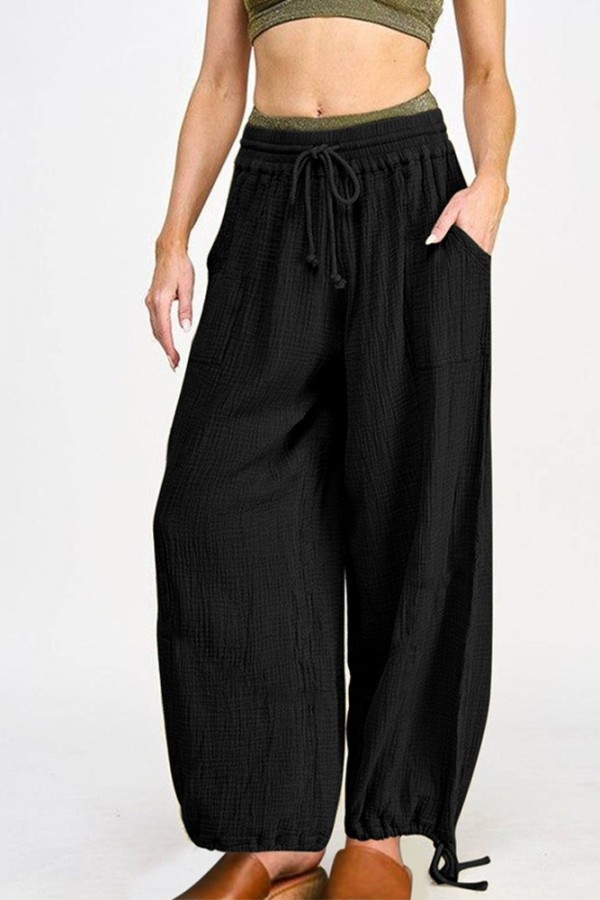 HIgh Waist Drawstring Loose Pants 