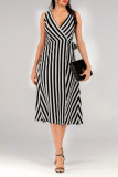 Stripes Sleeveless Midi Dress 