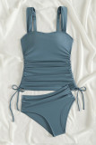 Plain Ruched Cami Tankini Set 