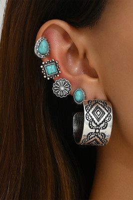 Geometric Turquoise Earrings 5pcs Set MOQ 5sets