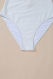 White Asymmetric Ruffle Trim Tie Waist One Piece Swimsuit