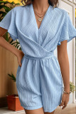 Knitting V Neck Ruffle Sleeves Romper 