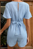 Knitting V Neck Ruffle Sleeves Romper 