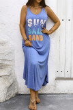 Sun Salt Sand Print Strappy Sleeveless Plus Size Dress