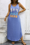 Sun Salt Sand Print Strappy Sleeveless Plus Size Dress