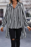 Black White Stripes Button UP SHirt Dress 