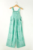 Moonlight Jade Printed Bib Wide Leg Overalls