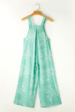 Moonlight Jade Printed Bib Wide Leg Overalls