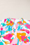 Multicolour Abstract Print Ruffled Sleeve Plus Size Blouse