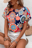 Summer Crew Neck Boho Printed Top 