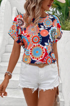 Summer Crew Neck Boho Printed Top 