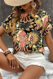 Boho Printed Short Sleeves Top 