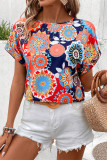 Summer Crew Neck Boho Printed Top 