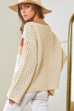Apricot Pointelle Knit Colorblock Baggy Sweater