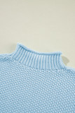 Iceland Blue High Neck Bat Short Sleeve Sweater
