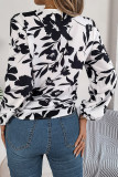 V Neck Floral Printed Twist Knot Blouse 