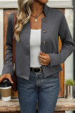 Grey Textured Front Open Jacket 