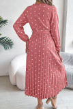 Polka Dot Tie Waist Smocked Dress 